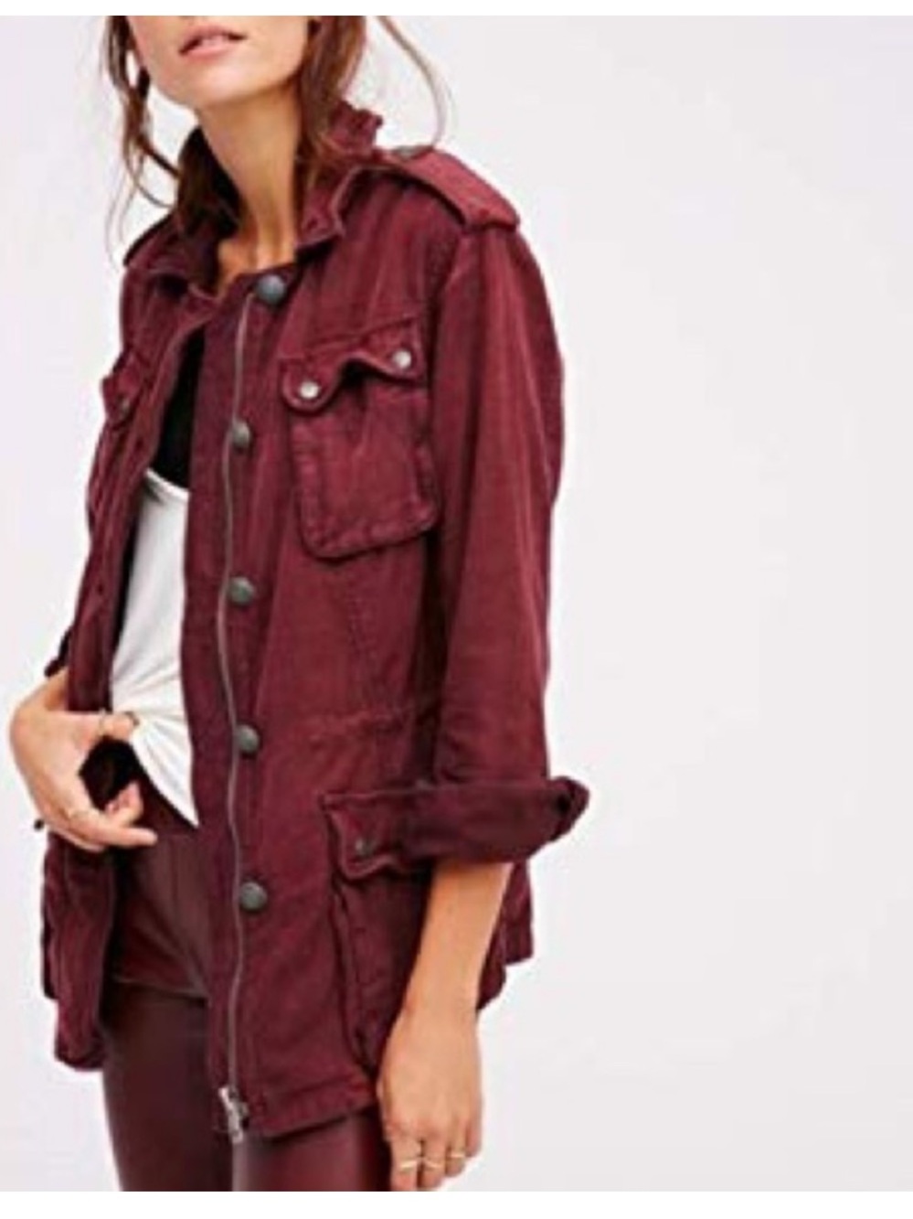 Free People Not Your Brother's Surplus Chore / utility Jacket Red  Size XS